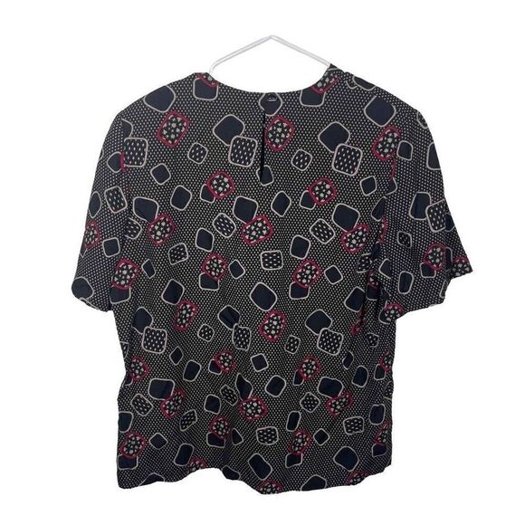 Vintage Pendleton Country Sophisticates Red Black Top Made in USA Rayon Size 16 - Picture 2 of 6